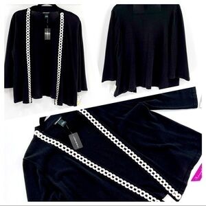 LAUREN MICHELLE Black Cotton Acrylic Open Front Cardigan Size L